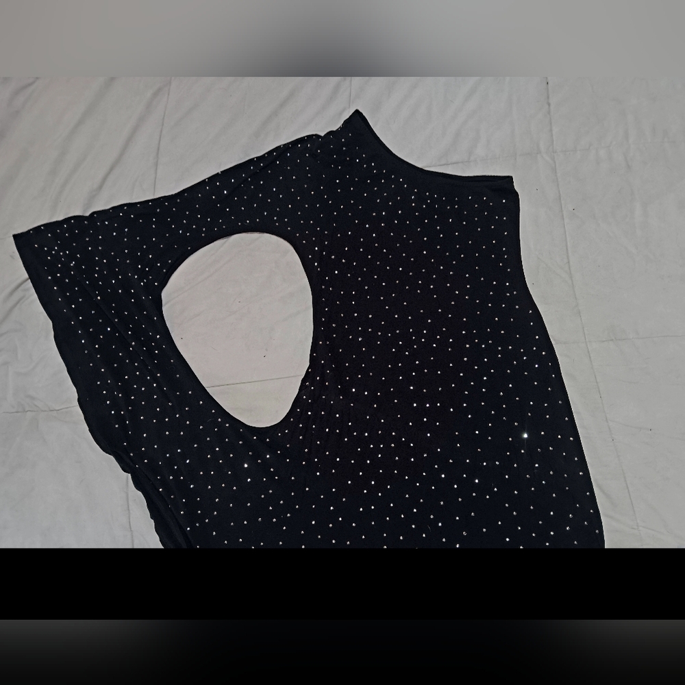 Black mini dress with rhinestones